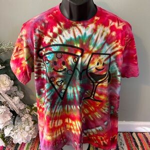 Pizza Loves Wine Tie Dye Tee Shirt Large